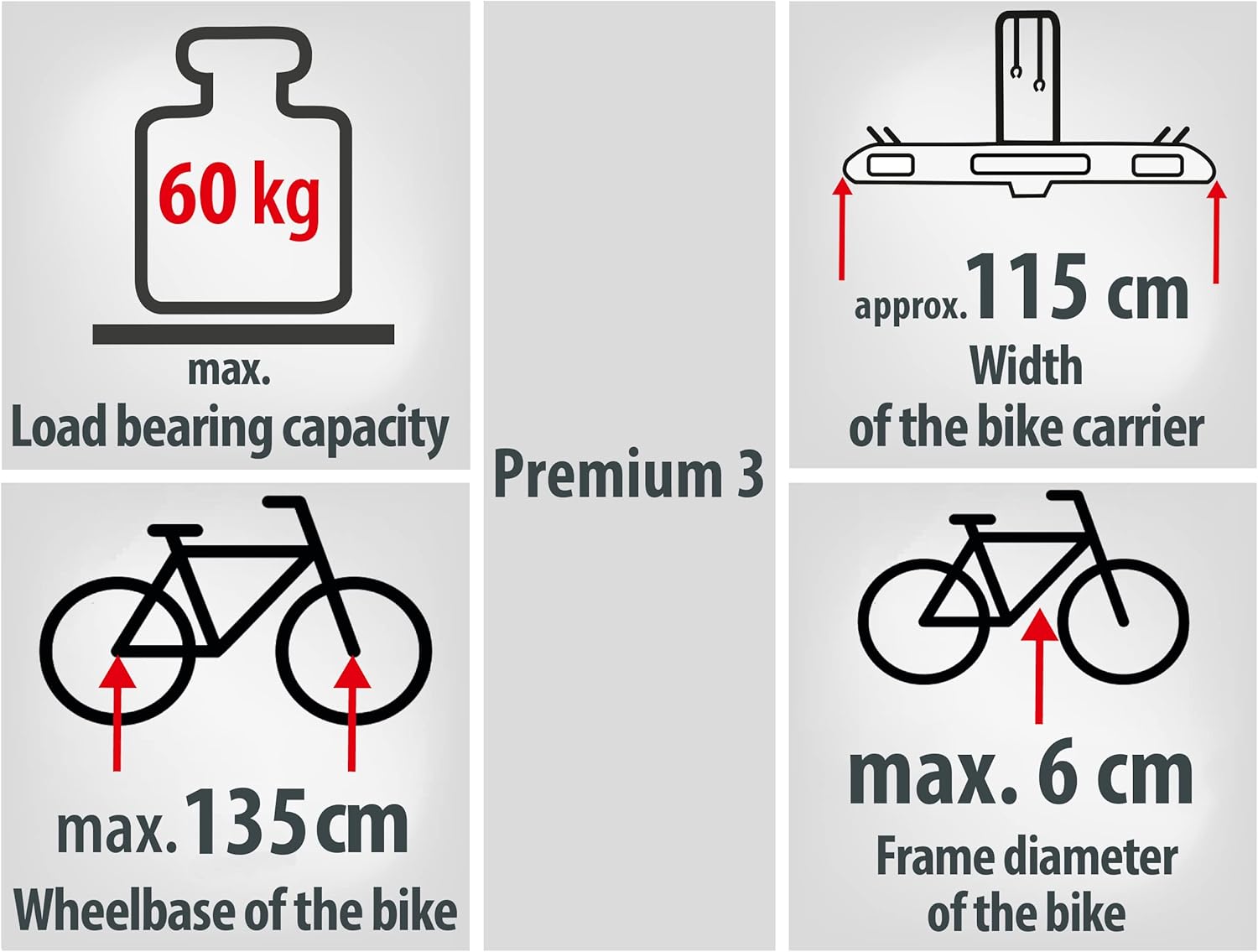 Porte-vélos 3 vélos plateforme pliable et basculant PREMIUM III - EUFAB