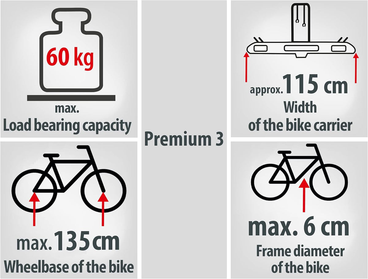 Porte-vélos 3 vélos plateforme pliable et basculant PREMIUM III - EUFAB