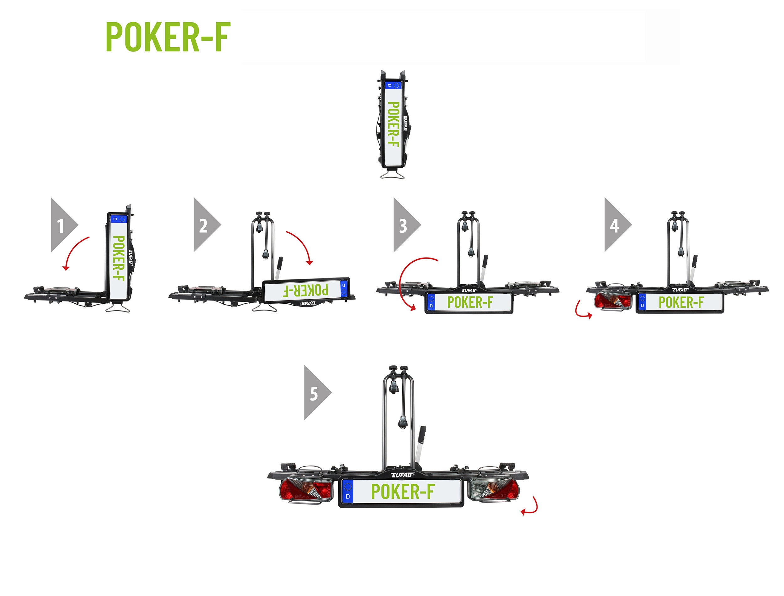 Porte-vélos 2 vélos sur attelage POKER F pliable et basculant - EUFAB
