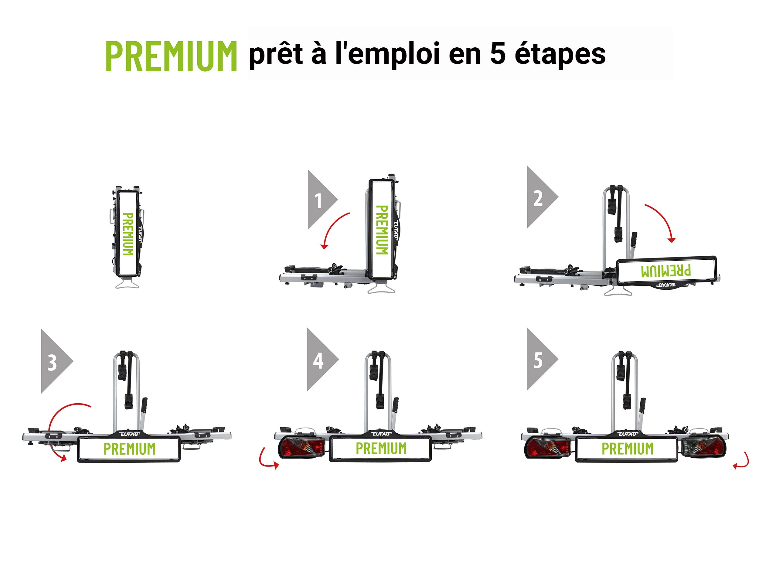Porte-vélos 2 vélos sur attelage PREMIUM pliable et basculant - EUFAB