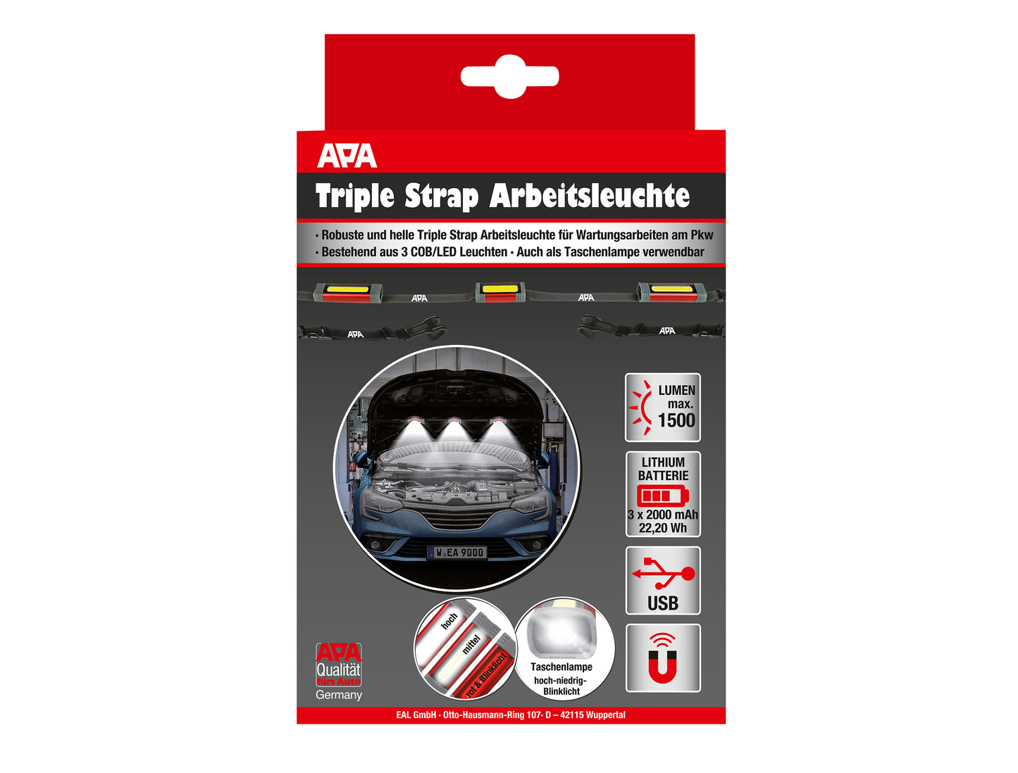 Baladeuse triple éclairage de la marque APA