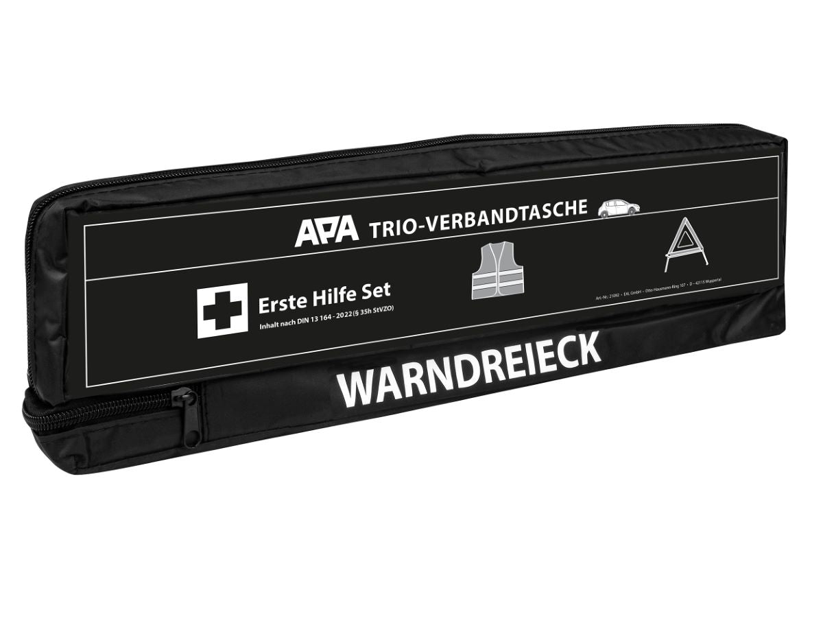 Kit Trousse 1er secours DIN13164 , Triangle et Gilet de sécurité