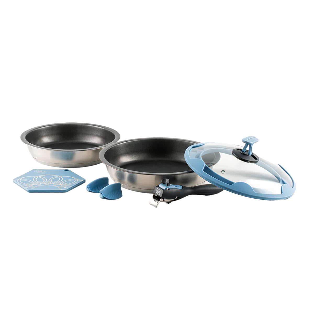 Jeu de 7 pièces avec couvercle bleu - Cookvision