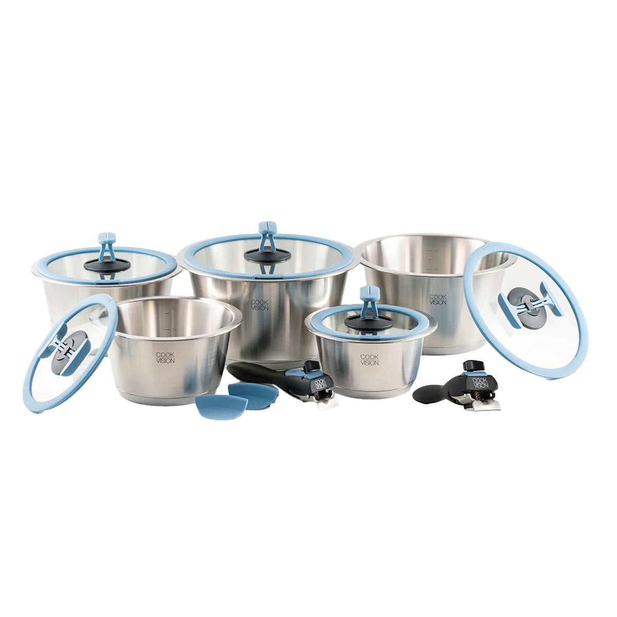 Jeu de 14 pièces avec couvercle bleu - Cookvision