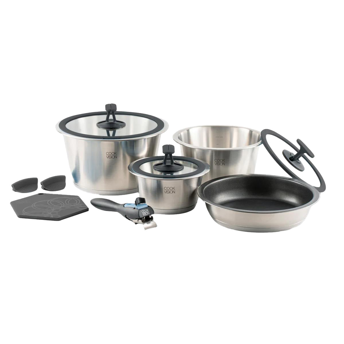 Jeu de 11 pièces avec couvercle noir - Cookvision