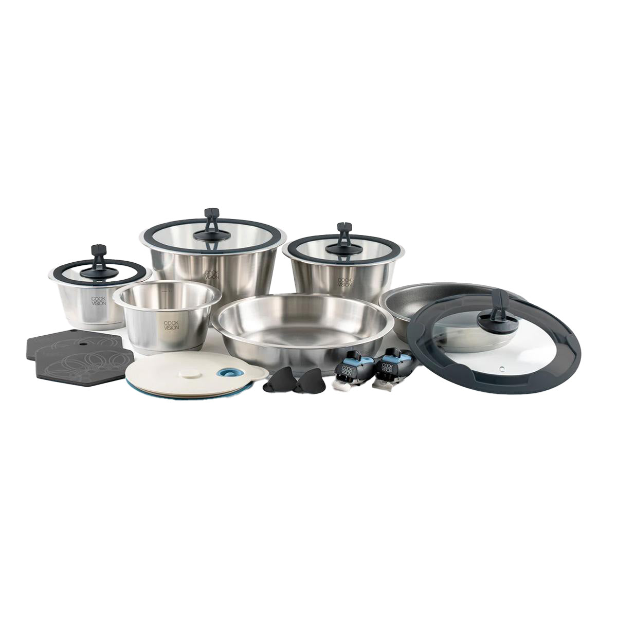 Jeu de 17 pièces avec couvercle noir, pack famille - Cookvision