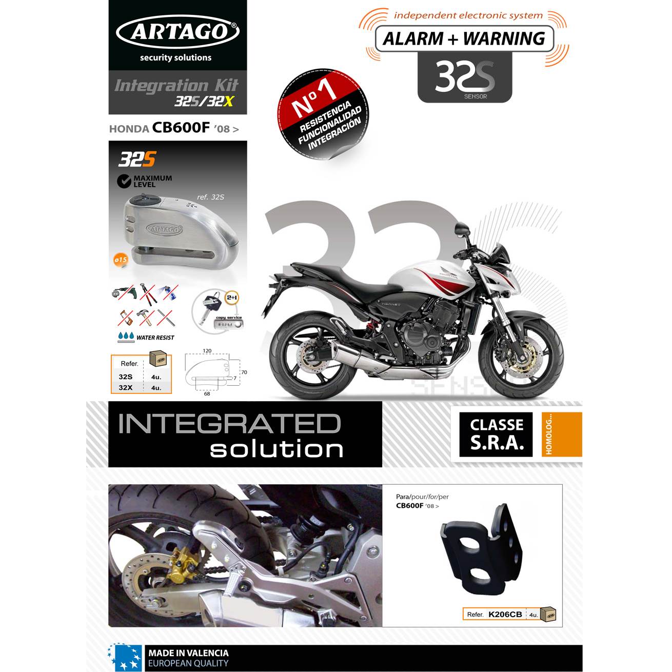 SUPPORT ADAPTABLE 32 HONDA CB600F (2008-?) HORNET CBR600F (2011-?)