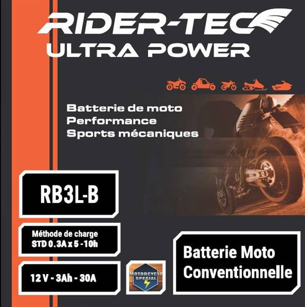 Batterie Moto RB3L-B Conventionnelle 12V 3Ah 30A