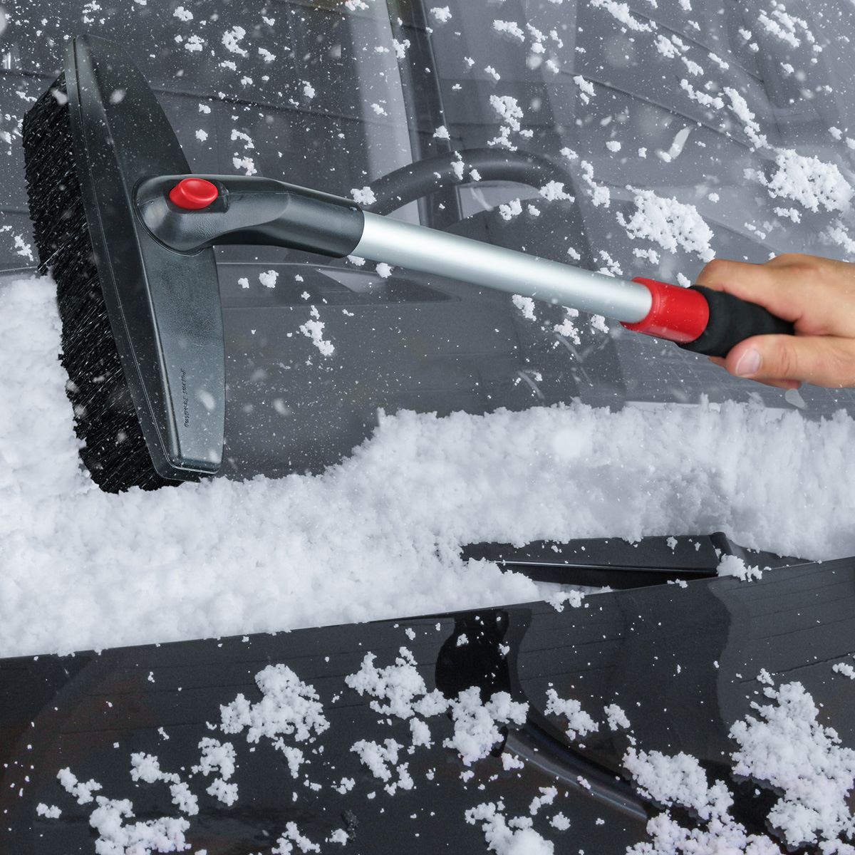 Grattoir Givre Pare-brise et Brosse Neige DELUXE avec manche télescopique