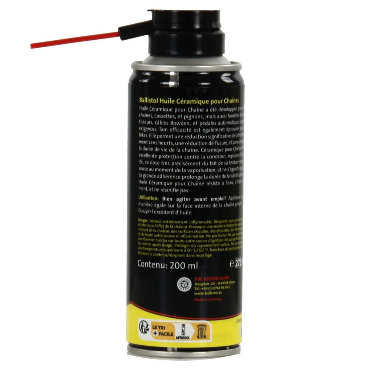 Spray Huile céramique pour chaîne de vélo BALLISTOL 200 ml