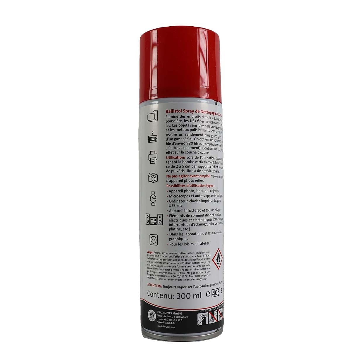 Spray Nettoyant à gaz comprimé BALLISTOL 300 ml