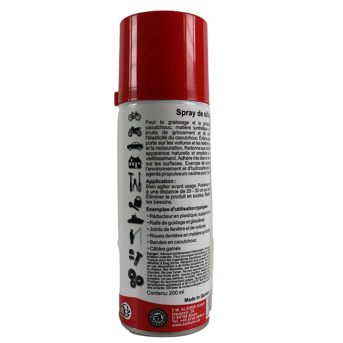 Spray Huile de silicone BALLISTOL 200 ml