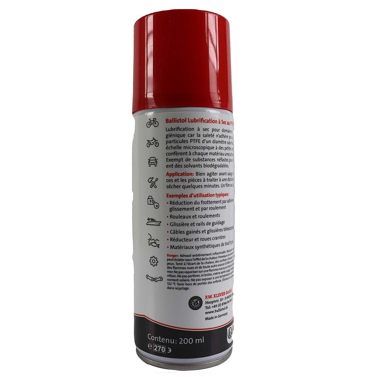 Spray Lubrifiant TEFLON BALLISTOL 200 ml