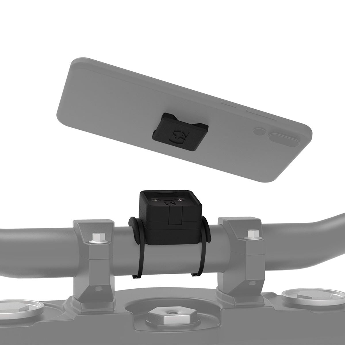 Support universel de smartphone tubulaire sur guidon de moto