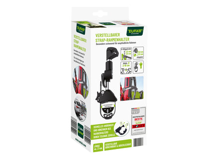 Porte-vélo EUFAB: Fixe-cadre à Strap inclinable Amovible Ø 25 + 30 mm et Antivol 27 cm - Porte-vélos EUFAB
