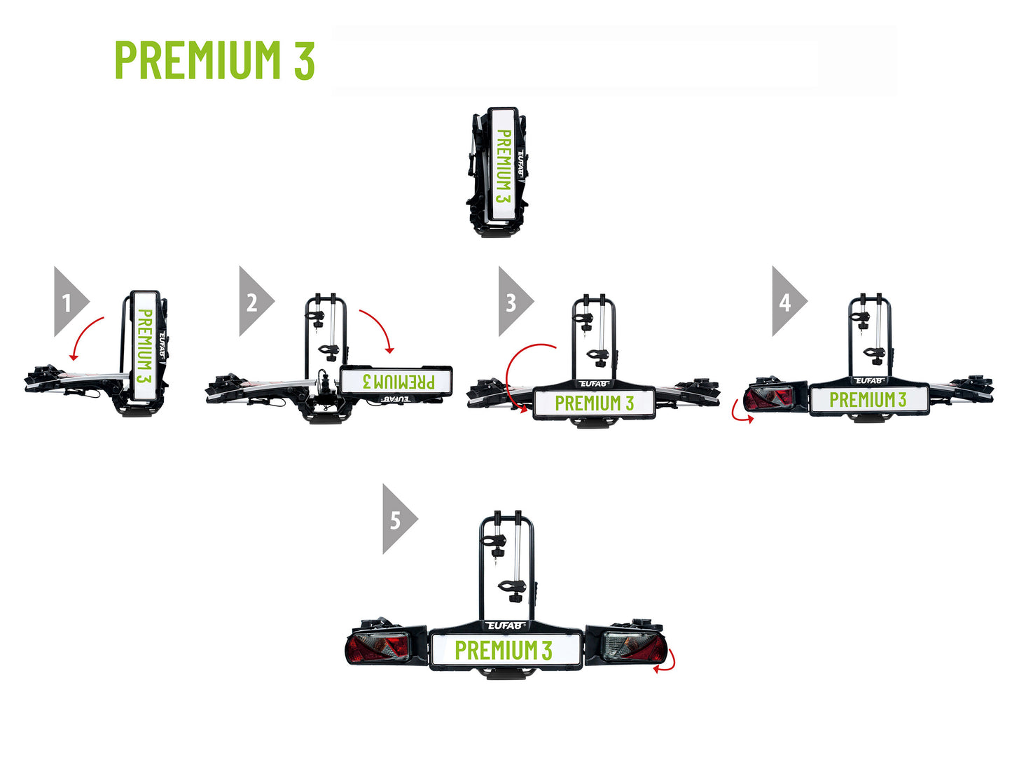 Porte-vélos 3 vélos plateforme pliable et basculant PREMIUM III - EUFAB