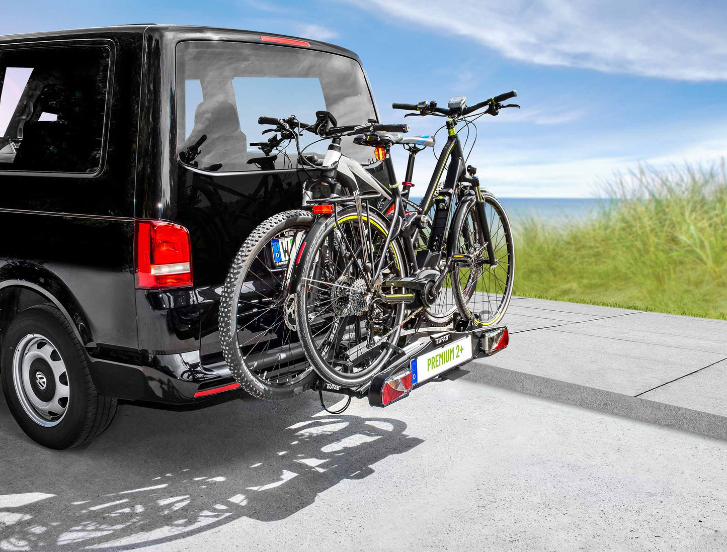 Porte-vélos 2 vélos PREMIUM II PLUS spécial grand hayon - EUFAB