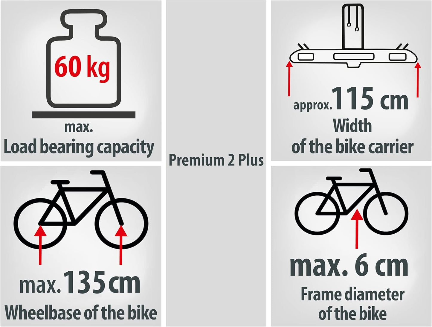 Porte-vélos 2 vélos PREMIUM II PLUS spécial grand hayon - EUFAB