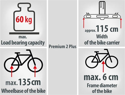 Porte-vélos 2 vélos PREMIUM II PLUS spécial grand hayon - EUFAB