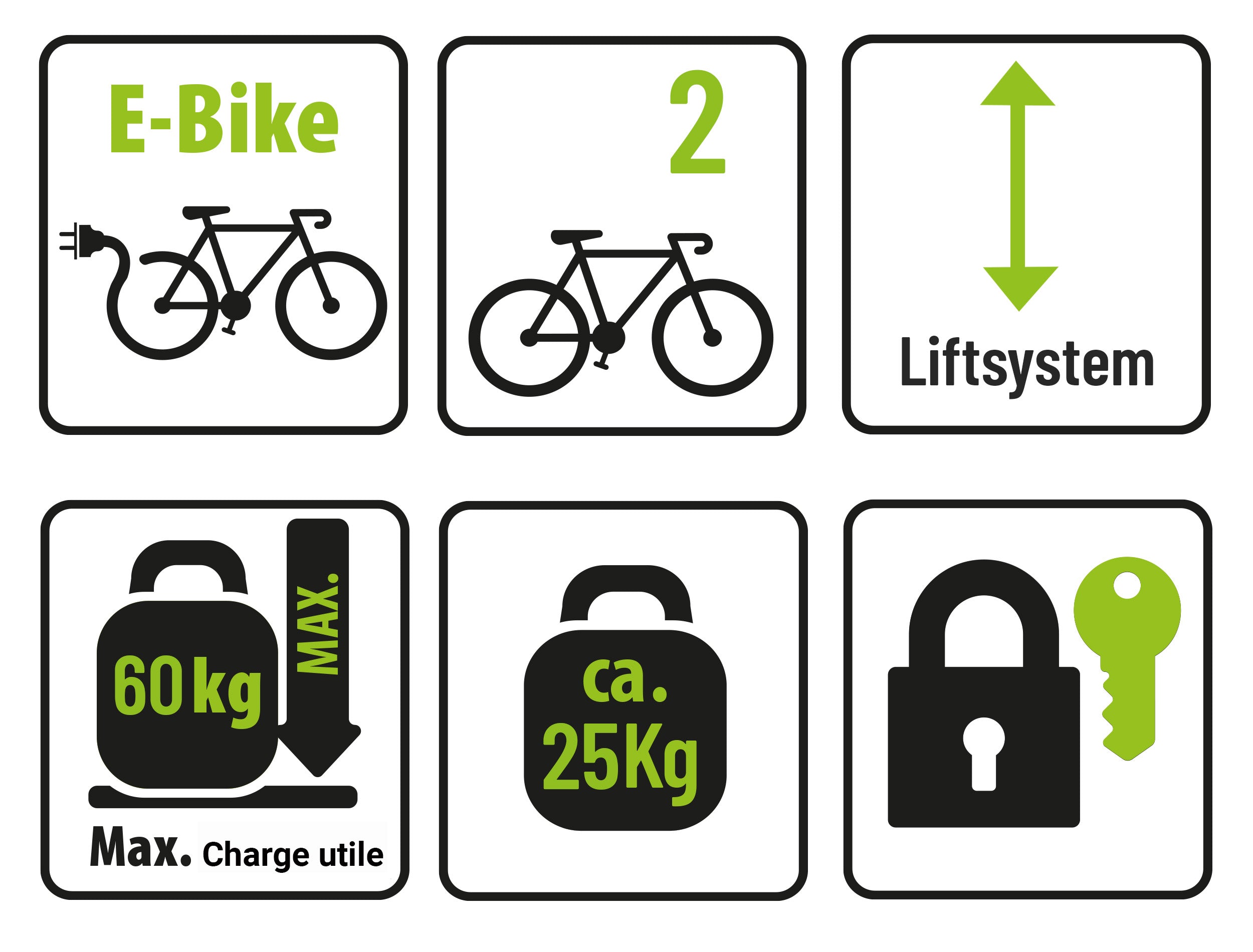 Porte-vélos 2 vélos avec système de levage électrique Bike Lift EUFAB