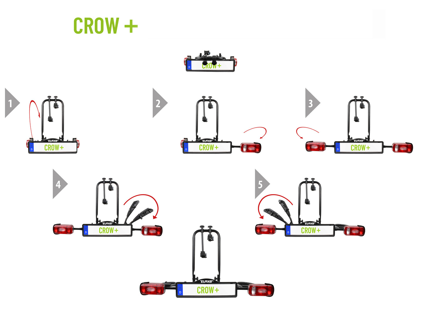 Porte-vélos 2 vélos basculant sur attelage CROW PLUS - EUFAB