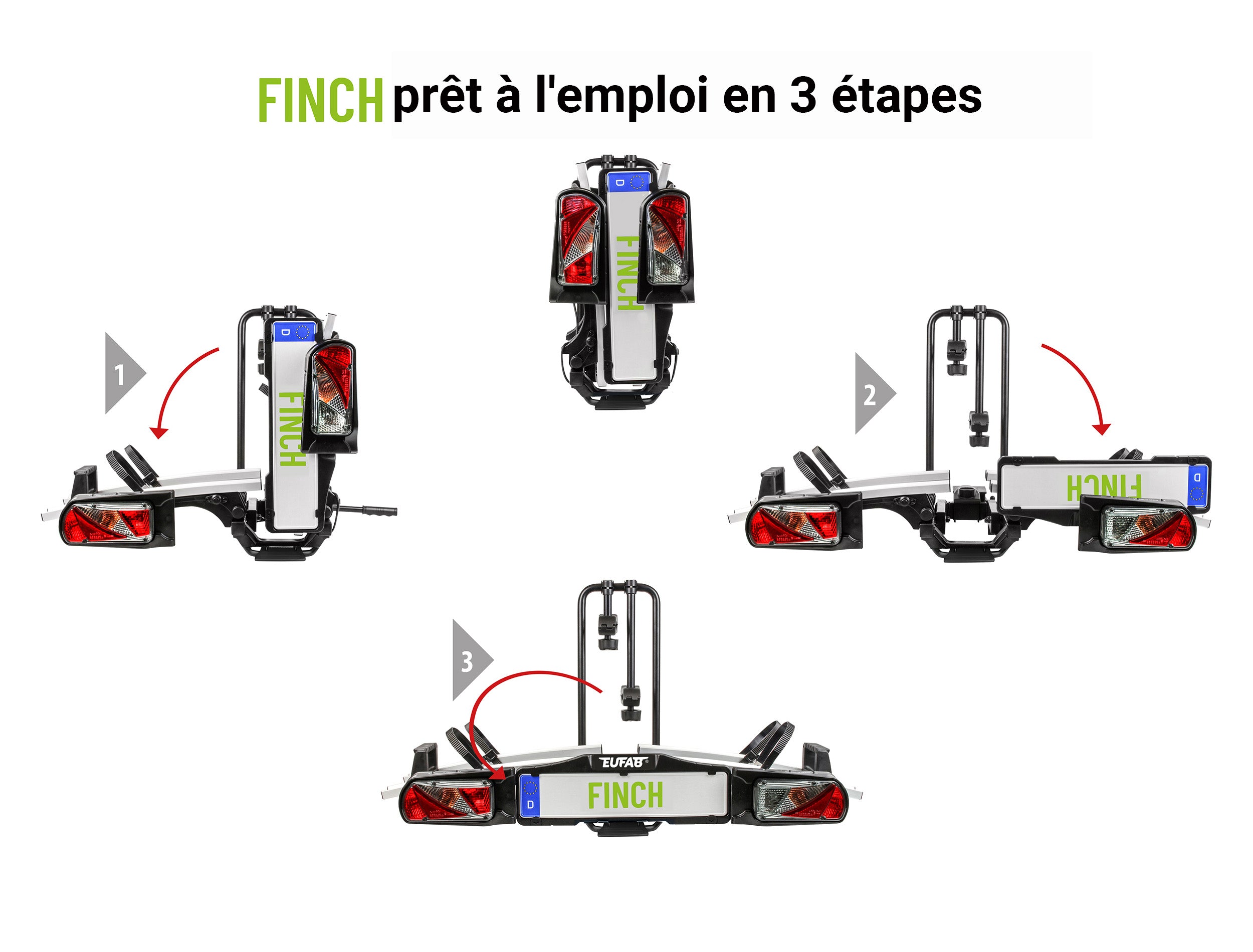 Porte-vélos 2 vélos sur attelage basculante et pliable FINCH EUFAB