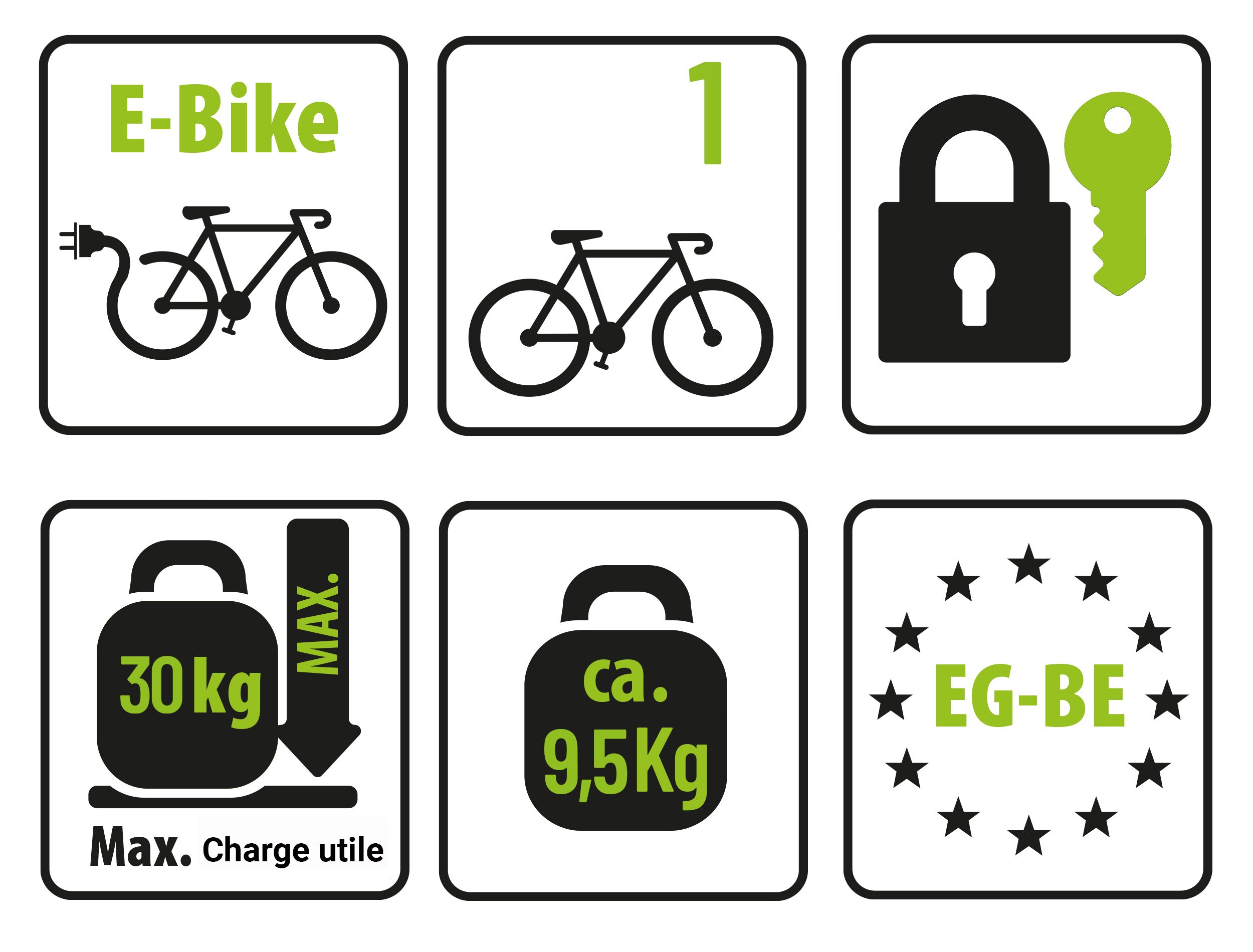 Porte-vélos 1 vélos sur attelage CROW 1 - EUFAB