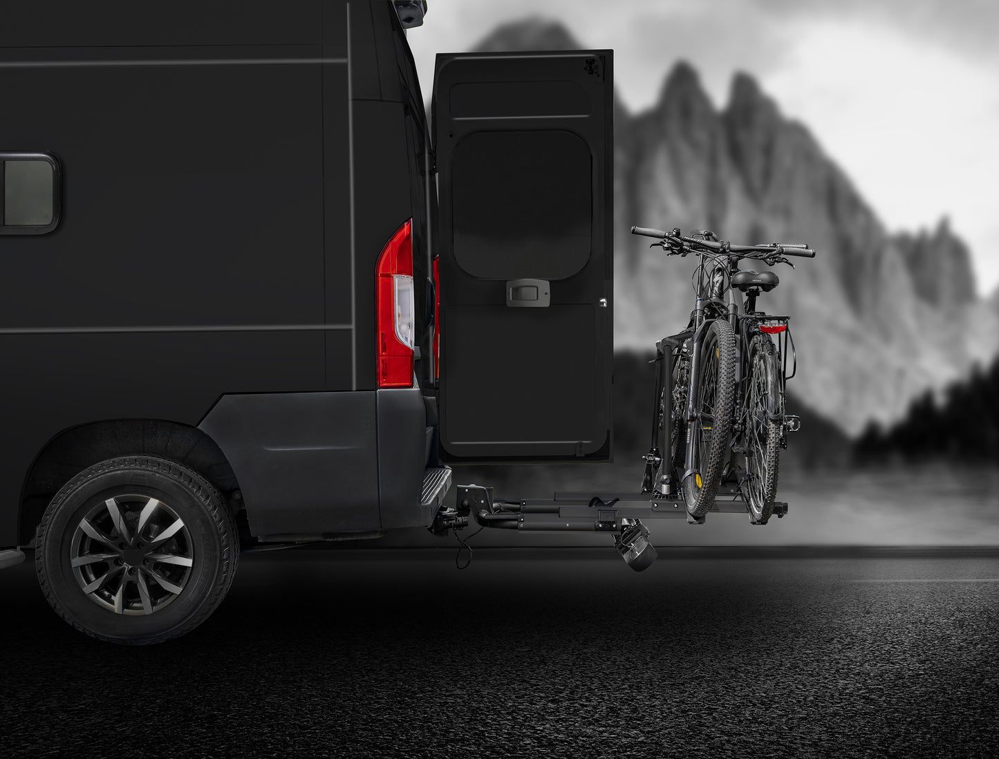 Porte-vélos 2 vélos SD260 BLACK spécial Fourgon et Portes battantes - EUFAB