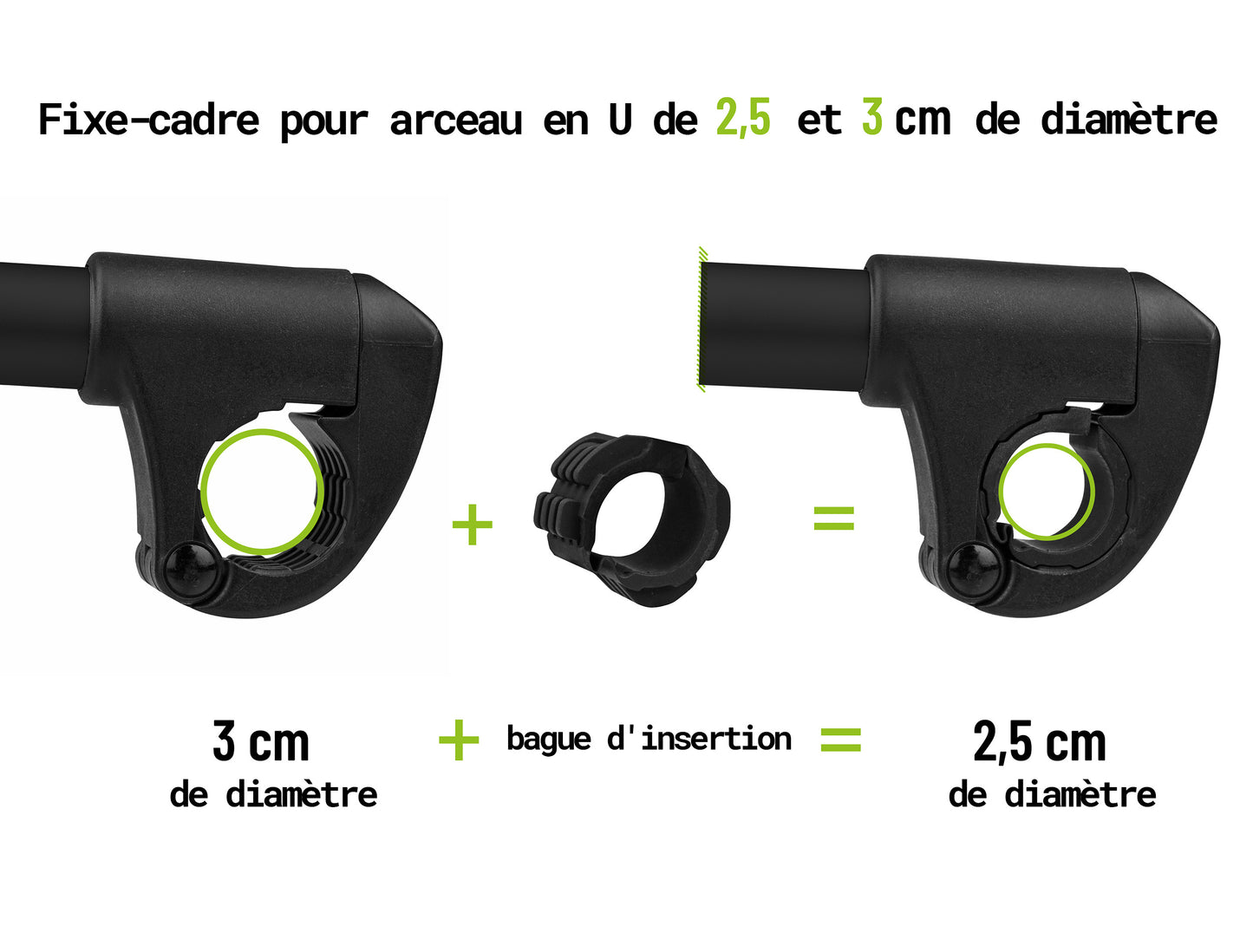 Porte-vélo EUFAB: Fixe-cadre Court Amovible Noir Ø 25 + 30 mm Antivol avec Collier de serrage - Porte-vélos EUFAB