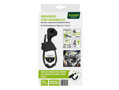 Porte-vélo EUFAB: Fixe-cadre Court Amovible Noir Ø 25 + 30 mm Antivol avec Collier de serrage - Porte-vélos EUFAB