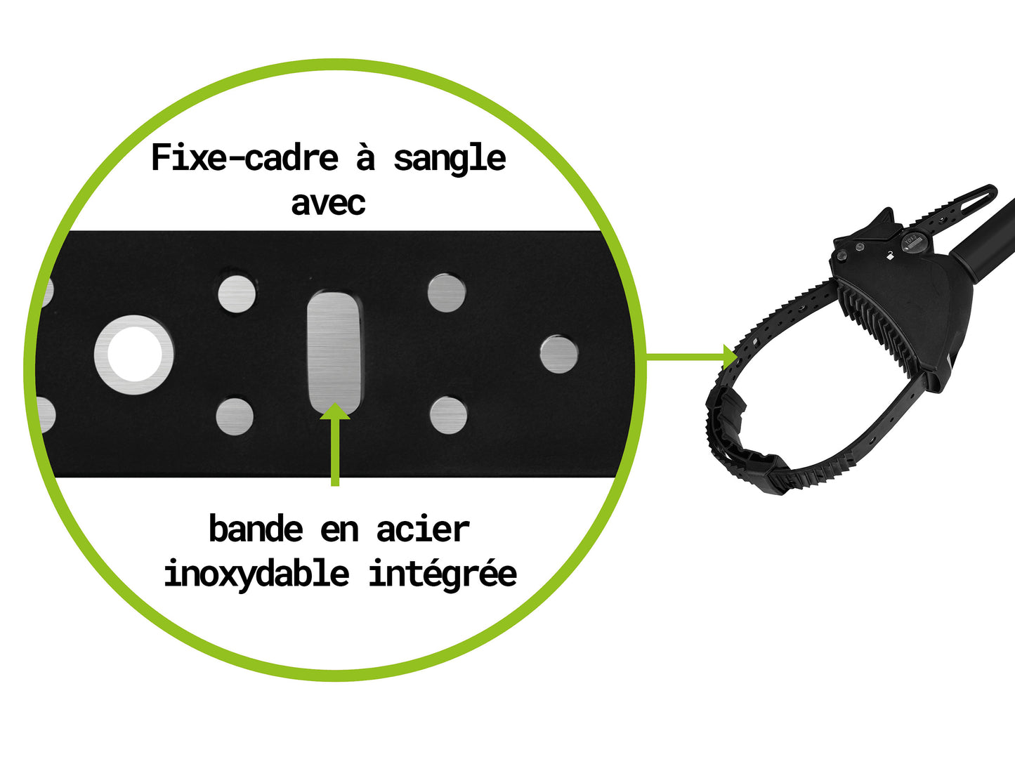 Porte-vélo EUFAB : Fixe-cadre Long Amovible Noir Ø 25 + 30 mm Antivol avec Collier de serrage - Porte-vélos EUFAB