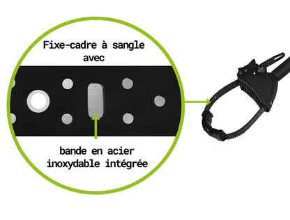 Porte-vélo EUFAB : Fixe-cadre Long Amovible Noir Ø 25 + 30 mm Antivol avec Collier de serrage - Porte-vélos EUFAB