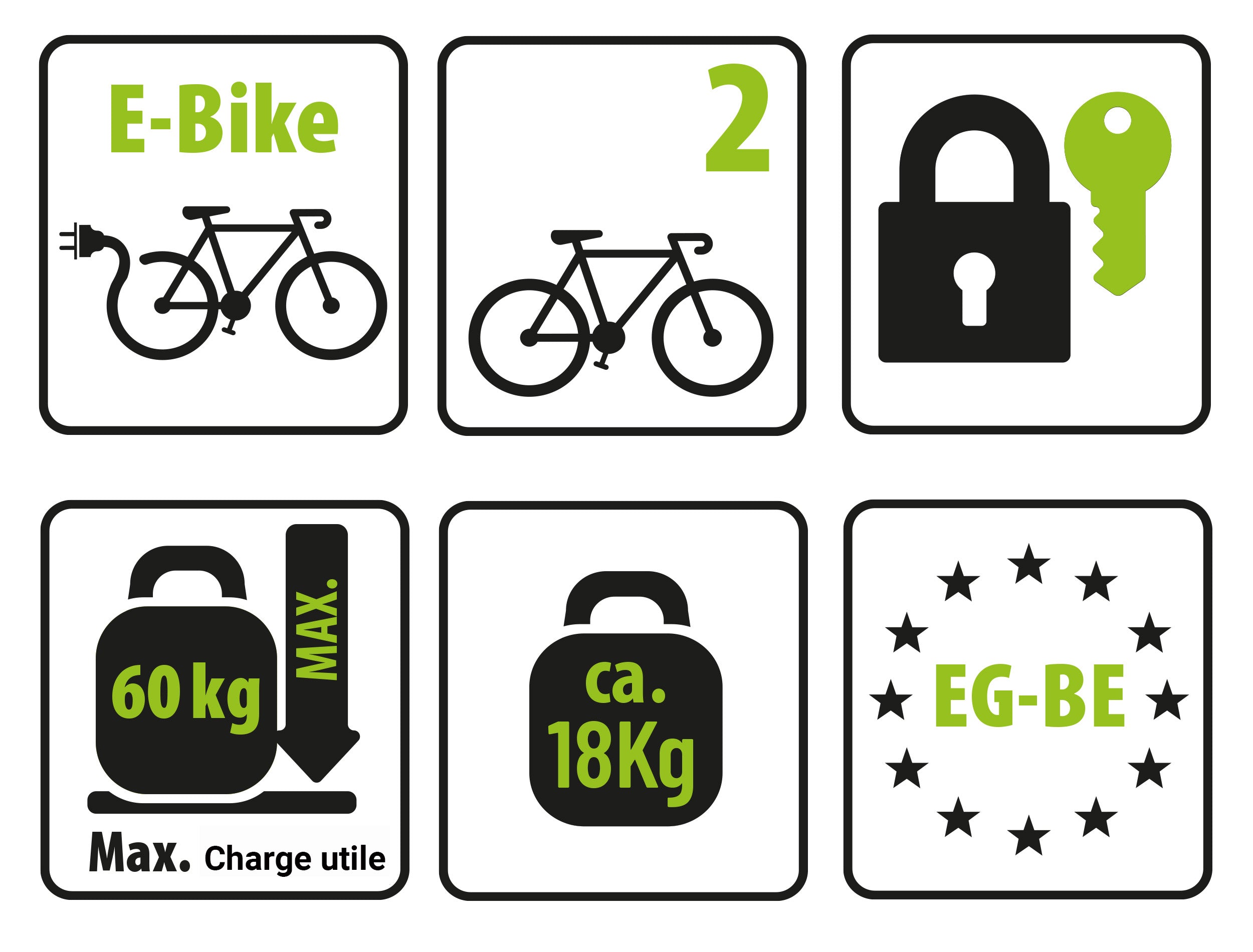 Porte-vélos 2 vélos sur attelage POKER F pliable et basculant - EUFAB