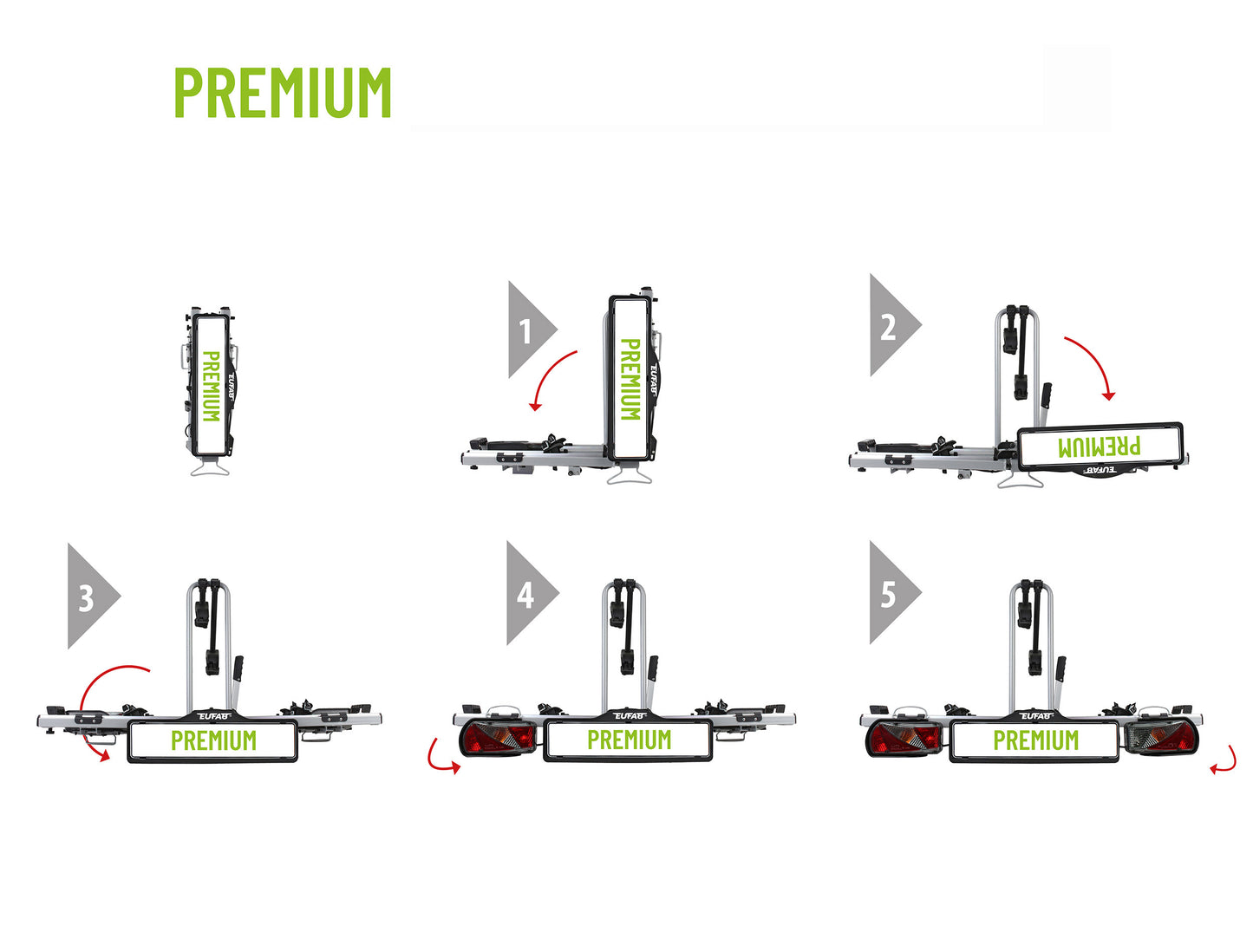 Porte-vélos 2 vélos sur attelage PREMIUM pliable et basculant - EUFAB