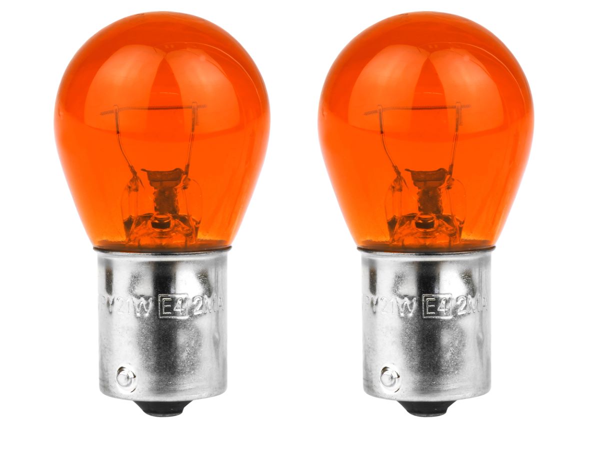 Jeu de 2 Ampoules 12V 21W BAU15S orange