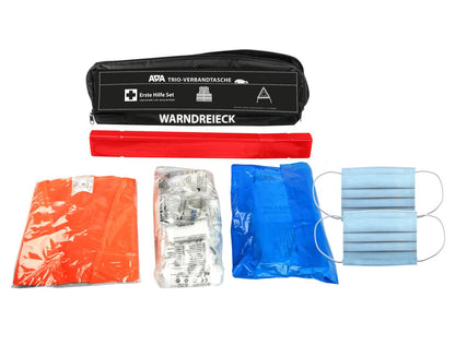 Kit Trousse 1er secours DIN13164 , Triangle et Gilet de sécurité