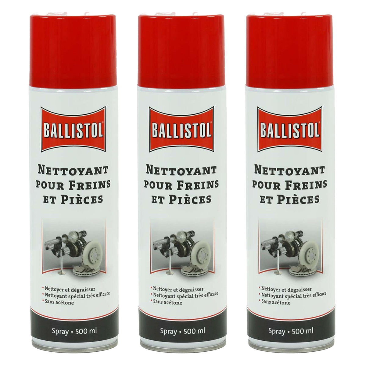 Pack de 3 Sprays Nettoyant pour freins BALLISTOL 500 ml