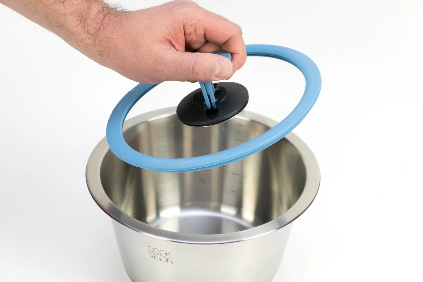 Couvercle empilable en verre bleu, diamètre 24 cm - Cookvision