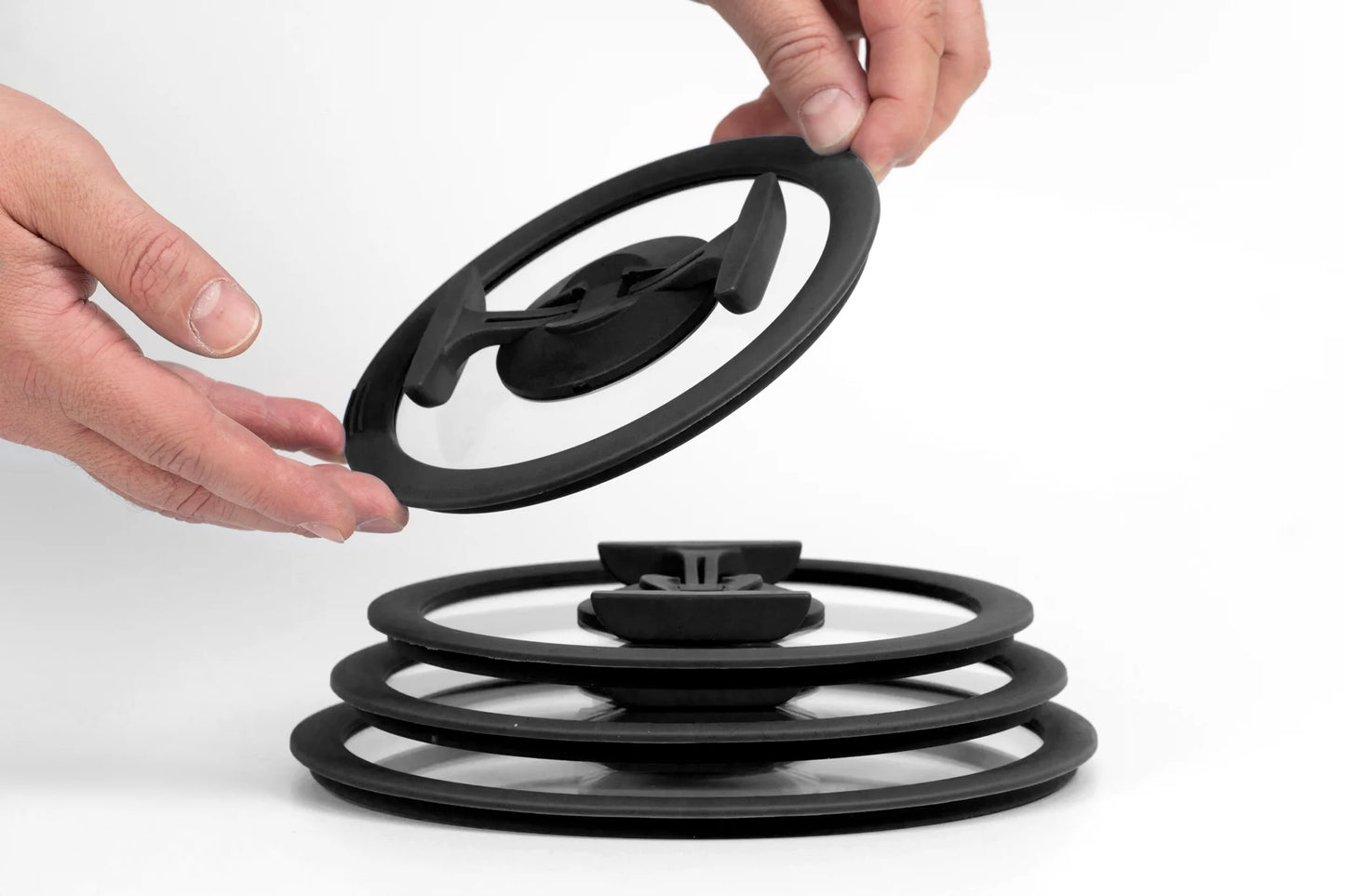 Couvercle empilable en verre noir, diamètre 24 cm - Cookvision