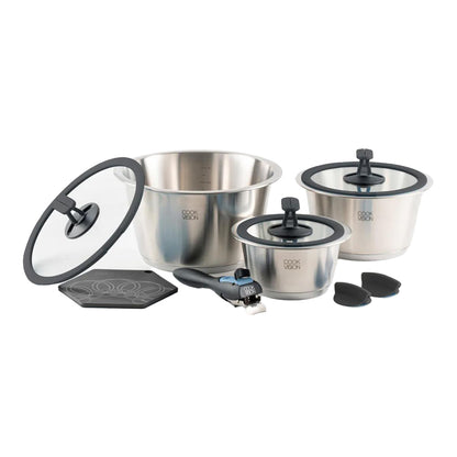 Jeu de 10 pièces avec couvercle noir - Cookvision