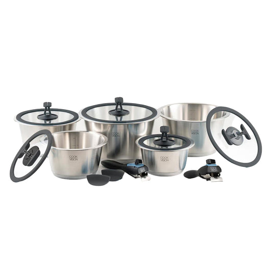 Jeu de 14 pièces avec couvercle noir - Cookvision