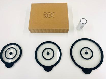 Set de couvercles sous vide en verre 4 pièces, pompe électrique incluse - Cookvision
