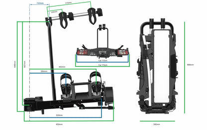 Porte-vélos 2 vélos PREMIUM II PLUS spécial grand hayon - EUFAB