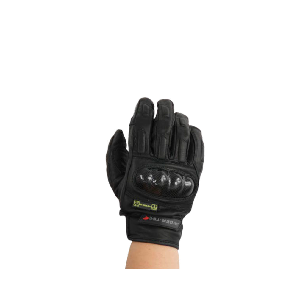 Gants de Moto Unisexe Race Rider-Tec Cuir Coqué Noir