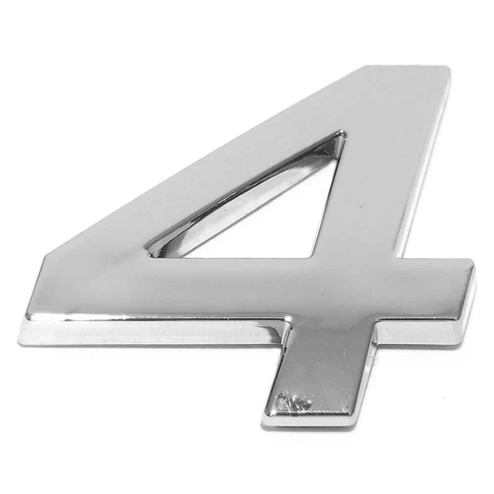 Chiffre ''4'' 3D autocollant chromé
