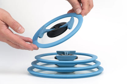 Couvercle empilable en verre bleu, diamètre 22 cm - Cookvision
