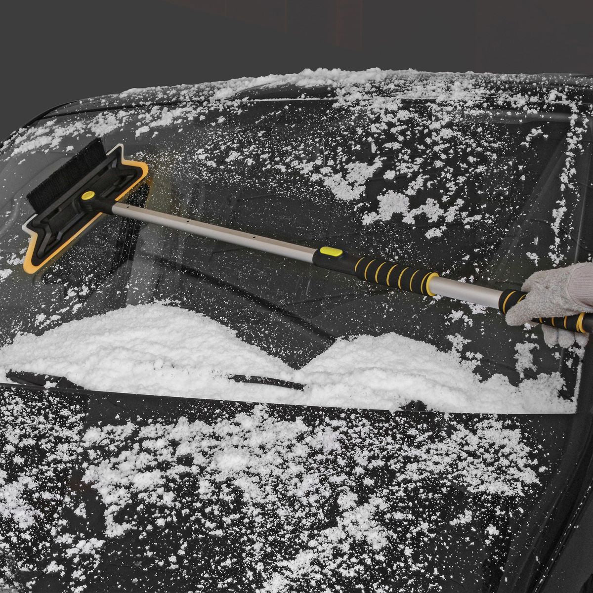 Grattoir à glace Télescopique avec pousseur de neige molle pour pare-brise