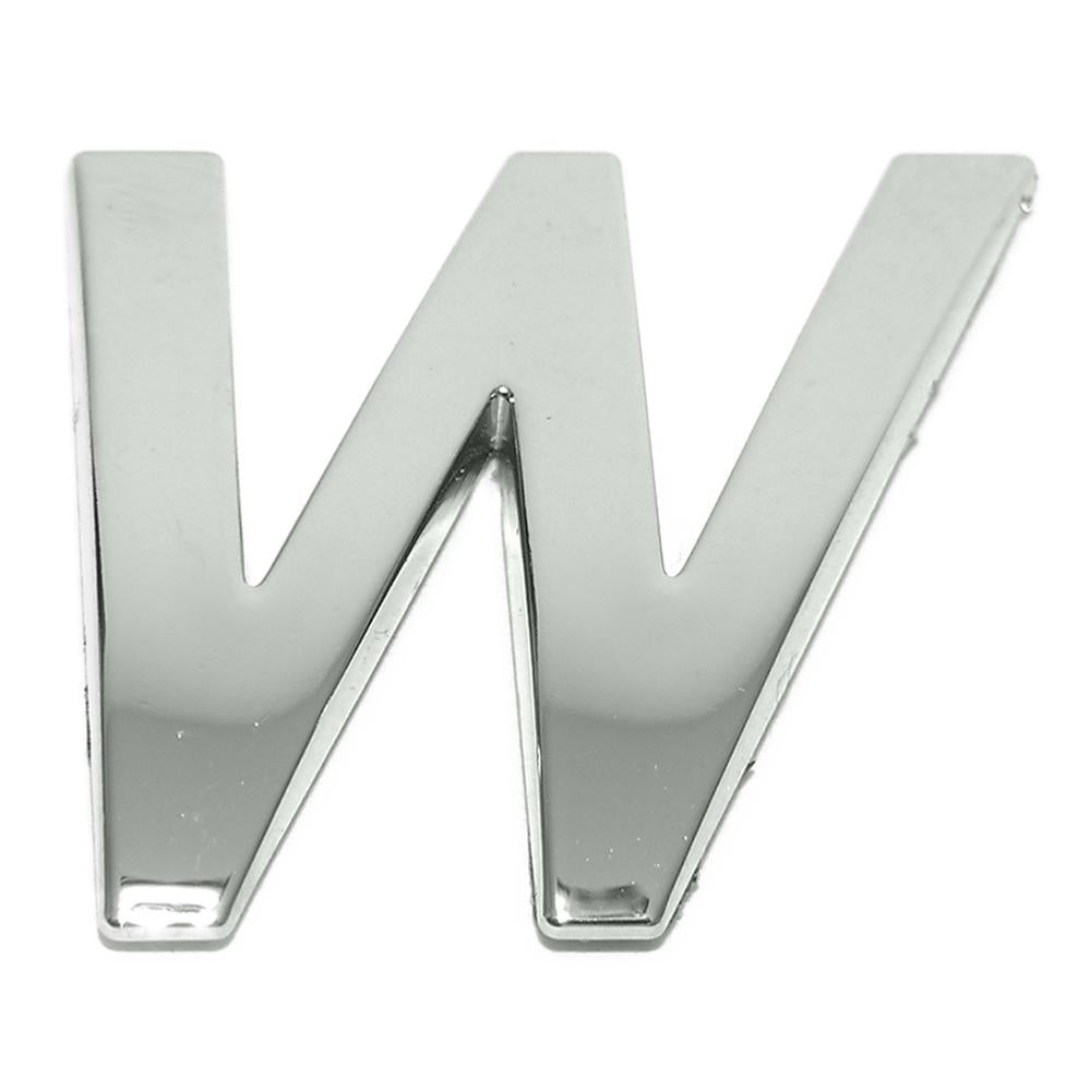 Lettre ''W'' 3D autocollante chromée
