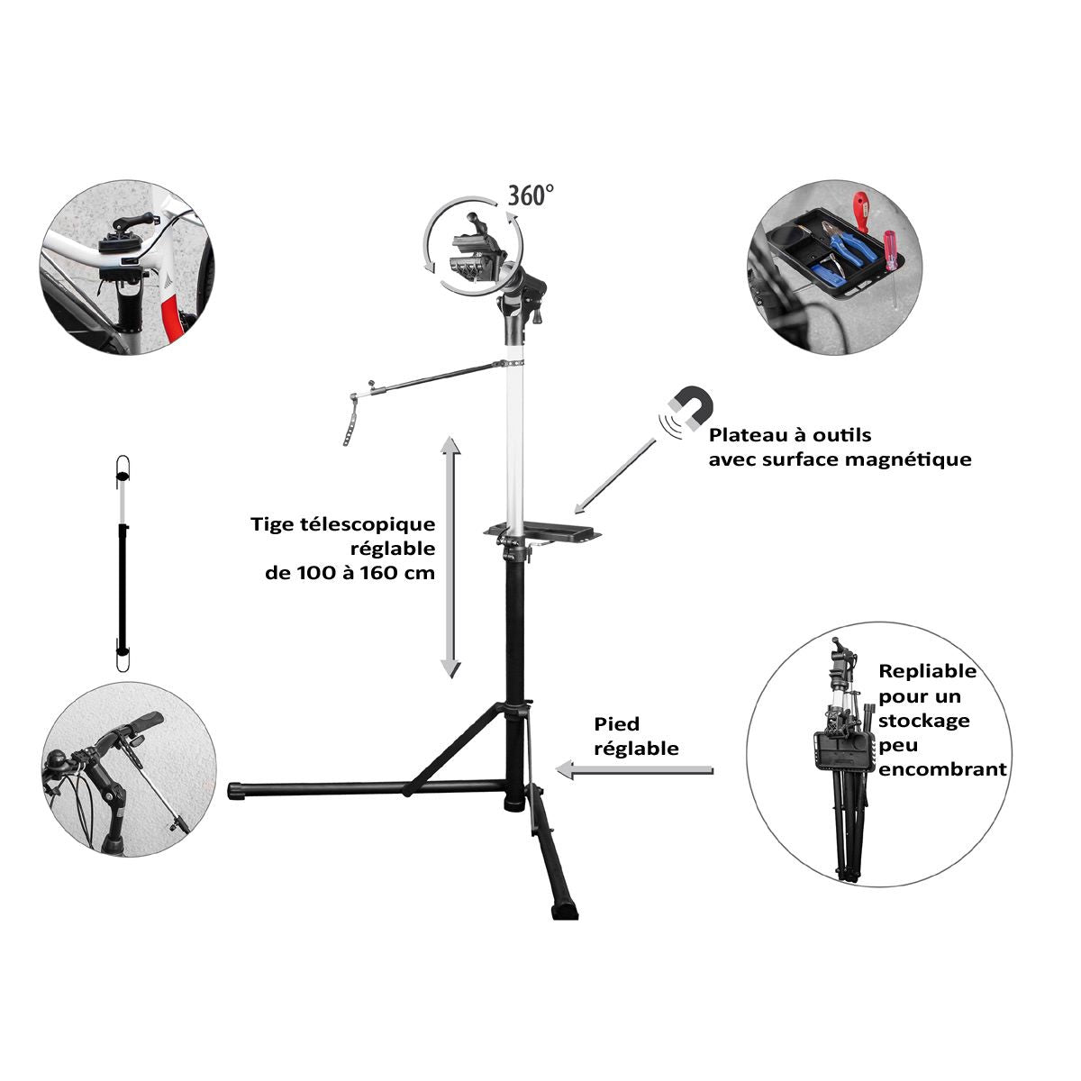 Pied d'atelier pour vélo électrique