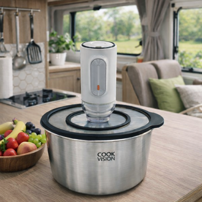 Set de couvercles sous vide en verre 4 pièces, pompe électrique incluse - Cookvision